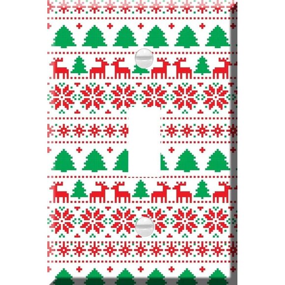 Single toggle holiday switch plate light reindeer snowflake christmas tree new - Picture 2 of 4